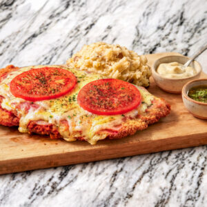 Premium Milanesa Napolitana with rustic mashed potatoes